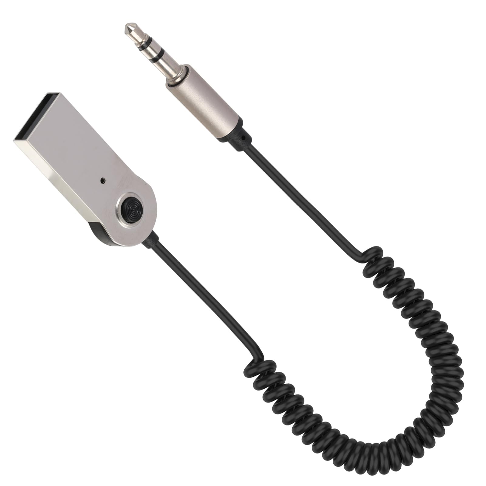 Bluetooth Aux Adapter 50cm Bluetooth 6.0 Receiver with Microphone for Handsfree Calling and Wireless Music, for 3.5mm Jack and USB Power, Compatible with Car, Speaker and