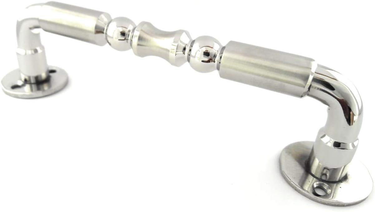 Ssiskcon 6" Barn Door Handles Stainless Steel Sliding Pull Handle Heavy Duty Solid Bar 14mm x 6 inch Dual Tone Polished Bar Pack of 1