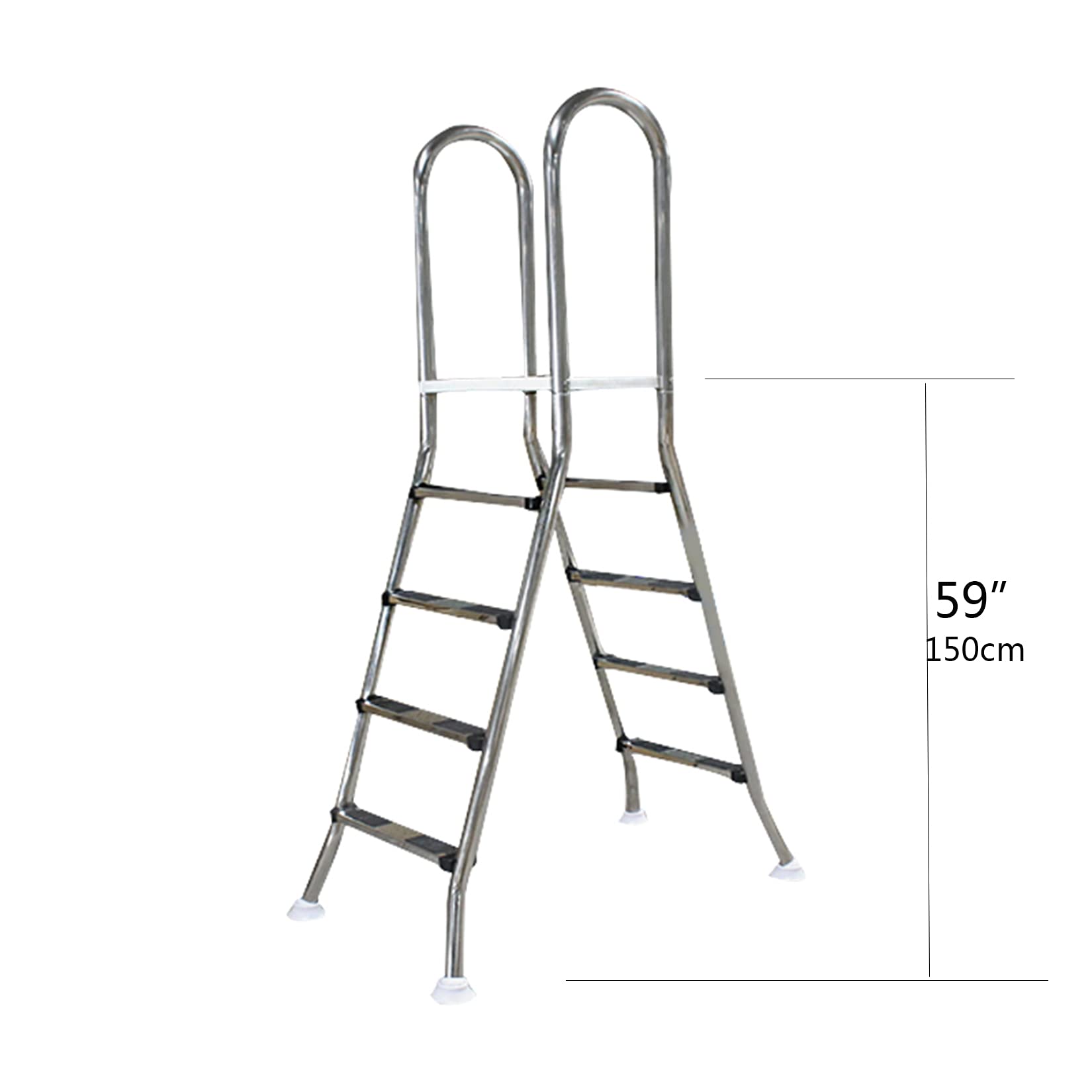 Las escaleras de la piscina de acero inoxidable 304, 59 "de alta escalera de la piscina por encima del suelo, Adecuado para piscinas de hasta Max Cargar Capacidad 500 lb