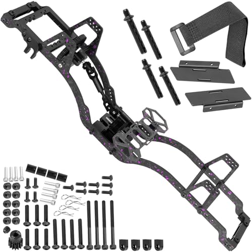 BRCatWPark RC Carbon Fiber LCG Chassis Frame Upgrades Part for 1-10 SCX10 SCX10 II Capra 1.9 UTB & Other DIY Builds RC Crawler,Front Mounted Transmission LCG Chassis Kit,Cab Body Mount Brace,Colorful