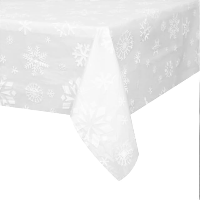 Unique Party 51002 - Plastic Clear Snowflake Christmas Tablecloth, 7ft x 4.5ft