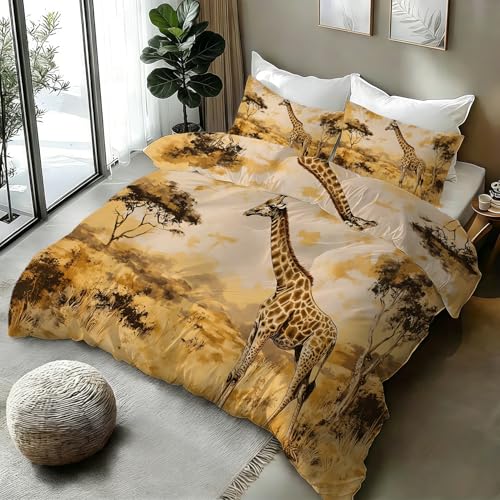 Housse de Couette 220x240 Girafe Parure Lit Impression 3D - 2
