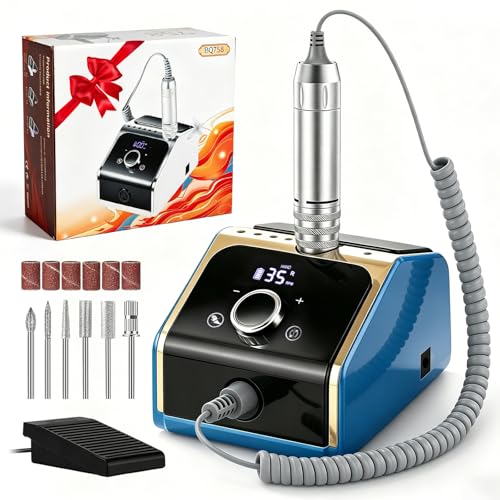Torno de uñas eléctrico CozyZen profesional con pantalla LCD y pedal azul