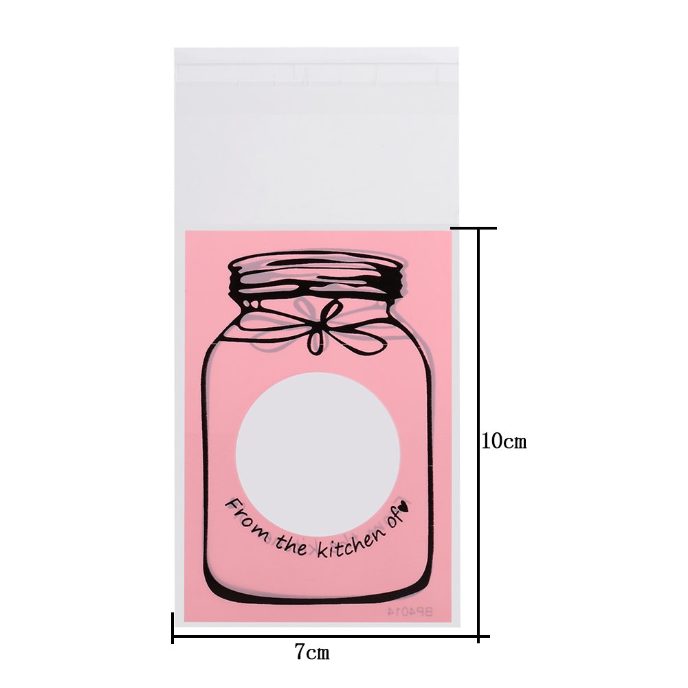 Restokki 4 Colors 100pcs/Pack 3.9 x 2.8inch Lovely Plastic Candy Bag, Gift Packaging Bag Party Supplies, Bakery, Cookies, Candies(White)