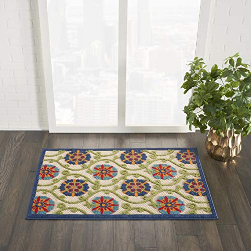 Nourison Aloha Blue/Multicolor Easy-Care Indoor/Outdoor Area Rug 2 8