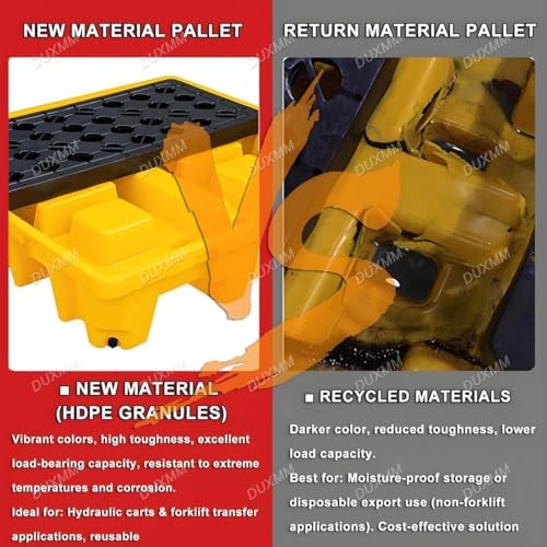 Stackable Polyethylene Spill Containment Pallet with Drain, Anti-Slip Tray for Safe Chemical Storage, 120x60x10cm (47.2x23.6x4in) - Durable & Efficient Solution