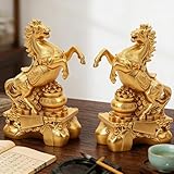 2PCS Chinese New Year Horse Statue 2026 Zodiac Horse Figurine Zodiac Blessing Souvenir Sculpture Attracting Wealth and Good Luck,2026 Chinese New Year Collectible Home Office Tabletop Decorations