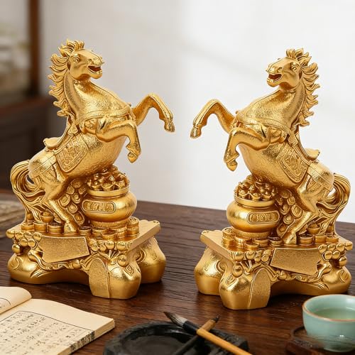 2PCS Chinese New Year Horse Statue 2026 Zodiac Horse Figurine ...
