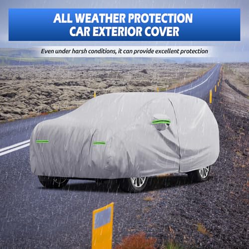 Image of Car Cover Fit for Chevrolet Tahoe 4 Door 2007-2026, Migaven Waterproof Full Exterior Cover Sun Rain Protection with Door Zipper and Cotton Lining, Silver
