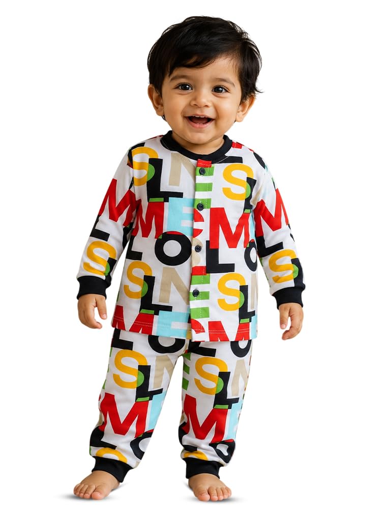 Kids' Pura Cotton Full Sleeves Casual T-shirt & Pyjama Set | Clothing Combo Set for Baby Boys Girls-image-11