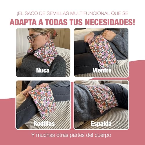 Saco de semillas para microondas Chill&Rest Florale Rosa para terapia de calor 2