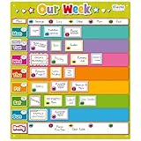 Magnetic Weekly Planner Timetable by Fiesta Crafts - Kids Schedule Planner - Visual timetable for kids and the Whole Family -Visual Wipe-Clean Magnetic Daily Calendar For The Family's Activities