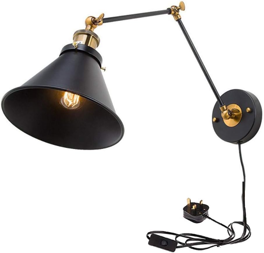 HJXDtech Industrial Vintage Plug in Cord and ON/Off Switch Wall Lamp ...