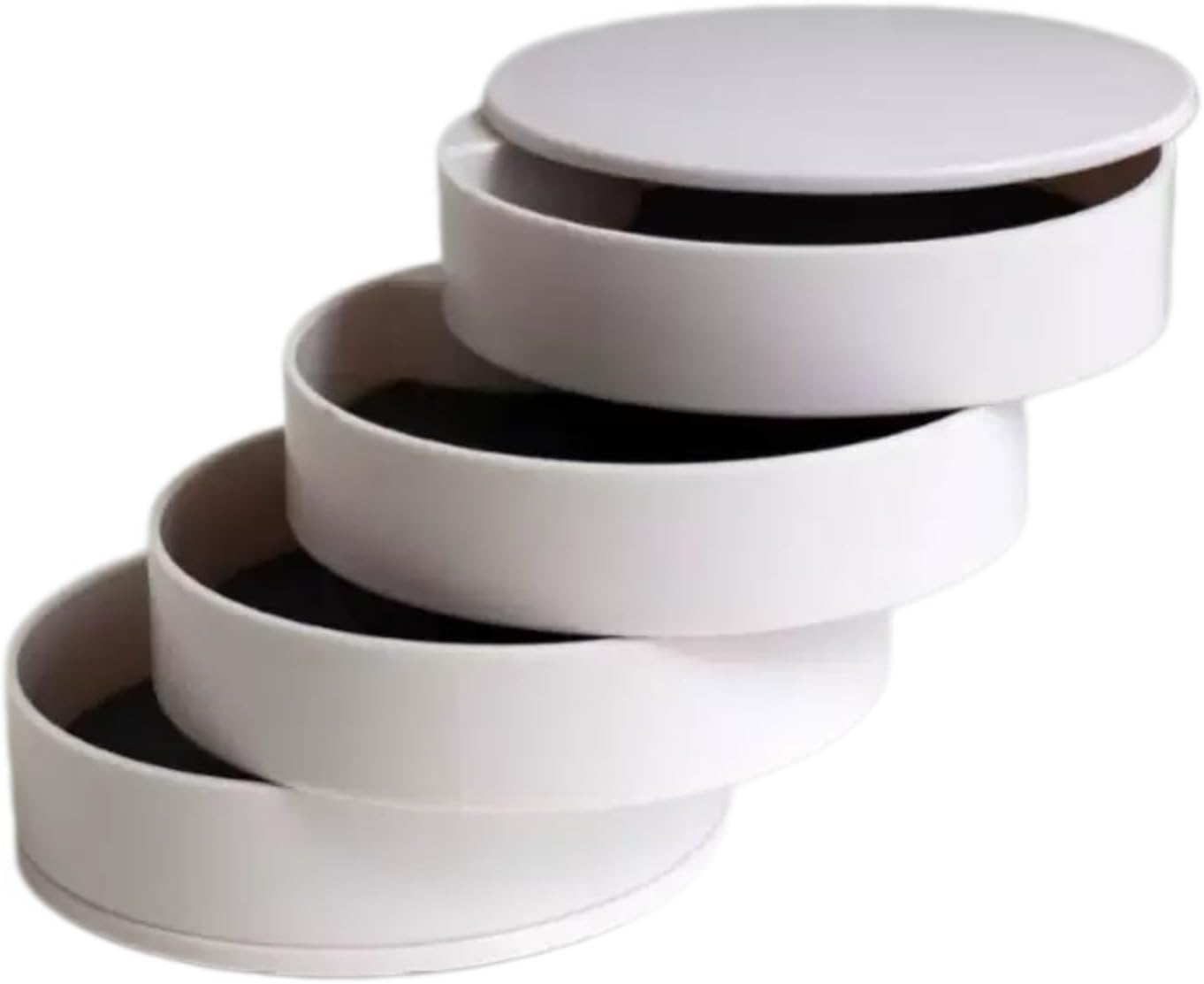Jewelry Organizer, Small Storage Box for Women, 4-Layer Rotating, White