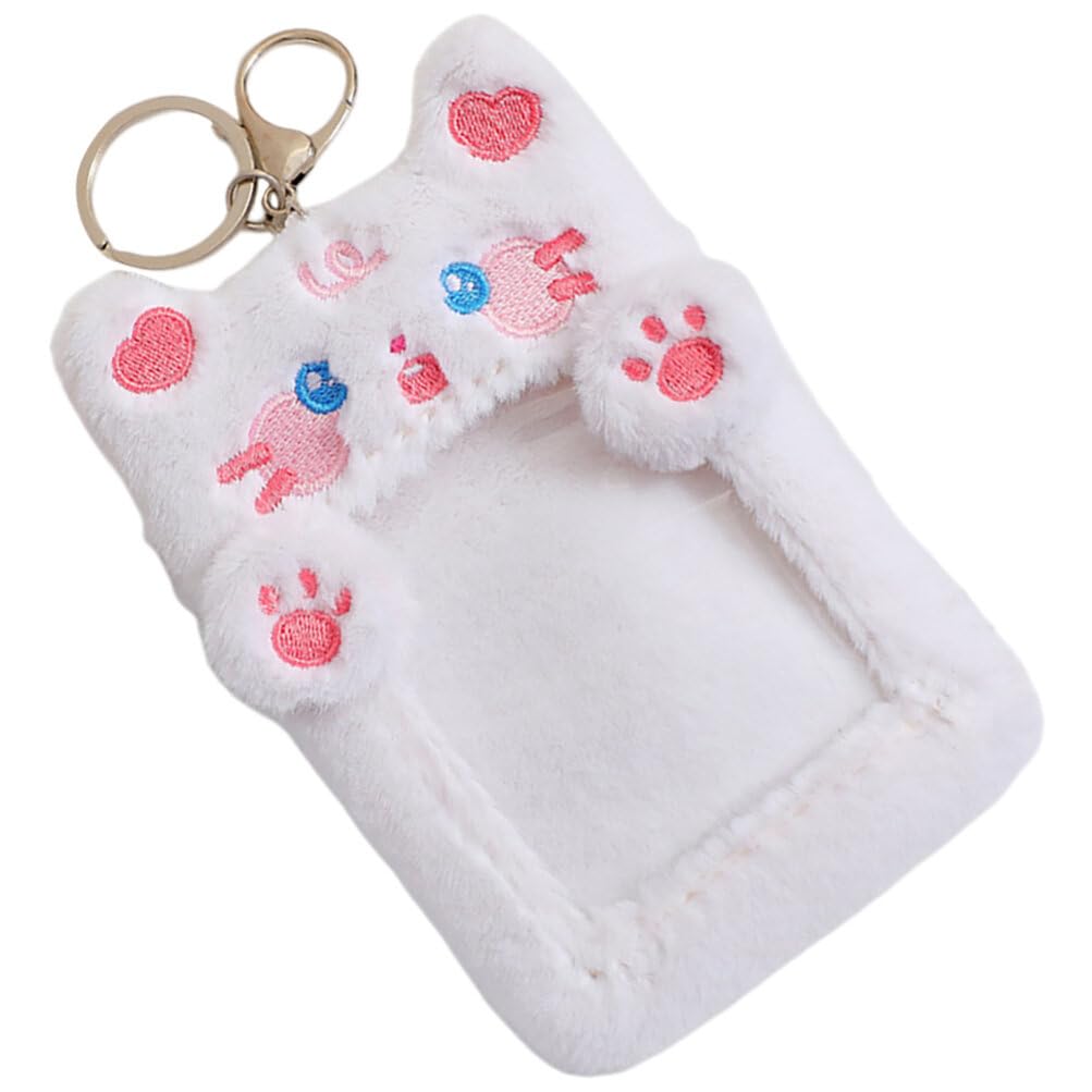 SAFIGLE Plush Card Holder Plush Photocard Holder Keychain Cartoon Cat Dog Rabbit Idol Id Card Credit Card Case Protective Sleeves Photo Sleeves Protector Photo Card Holder