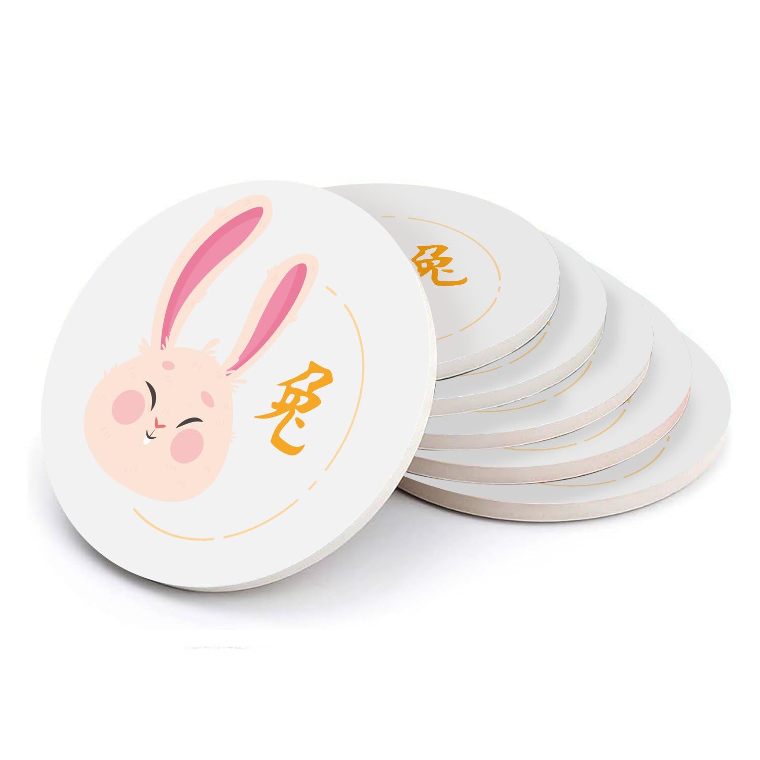 Sous-verres ronds en céramique Lapin pour embellir vos apéritifs et pauses café