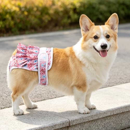 Image of Reusable Dog Diapers Female, Floral Print, M, 3 Pack