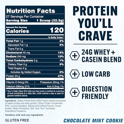 Image of PEScience Select Protein Powder, Whey and Casein Blend, Lean Protein Powder for Women and Men, Low Calorie, Low Carb, Keto Friendly, Gluten Free, Chocolate Mint Cookie - 27 Servings