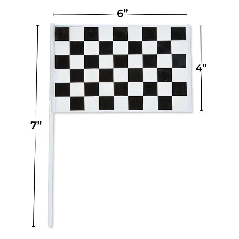 Fun Express Plastic Racing Flags Set - Vibrant Party Decor for Racing-Themed Events Carnivals Parades and Celebrations - Perfect for Birthdays Sports Parties and Special Occasions - 72 Pieces