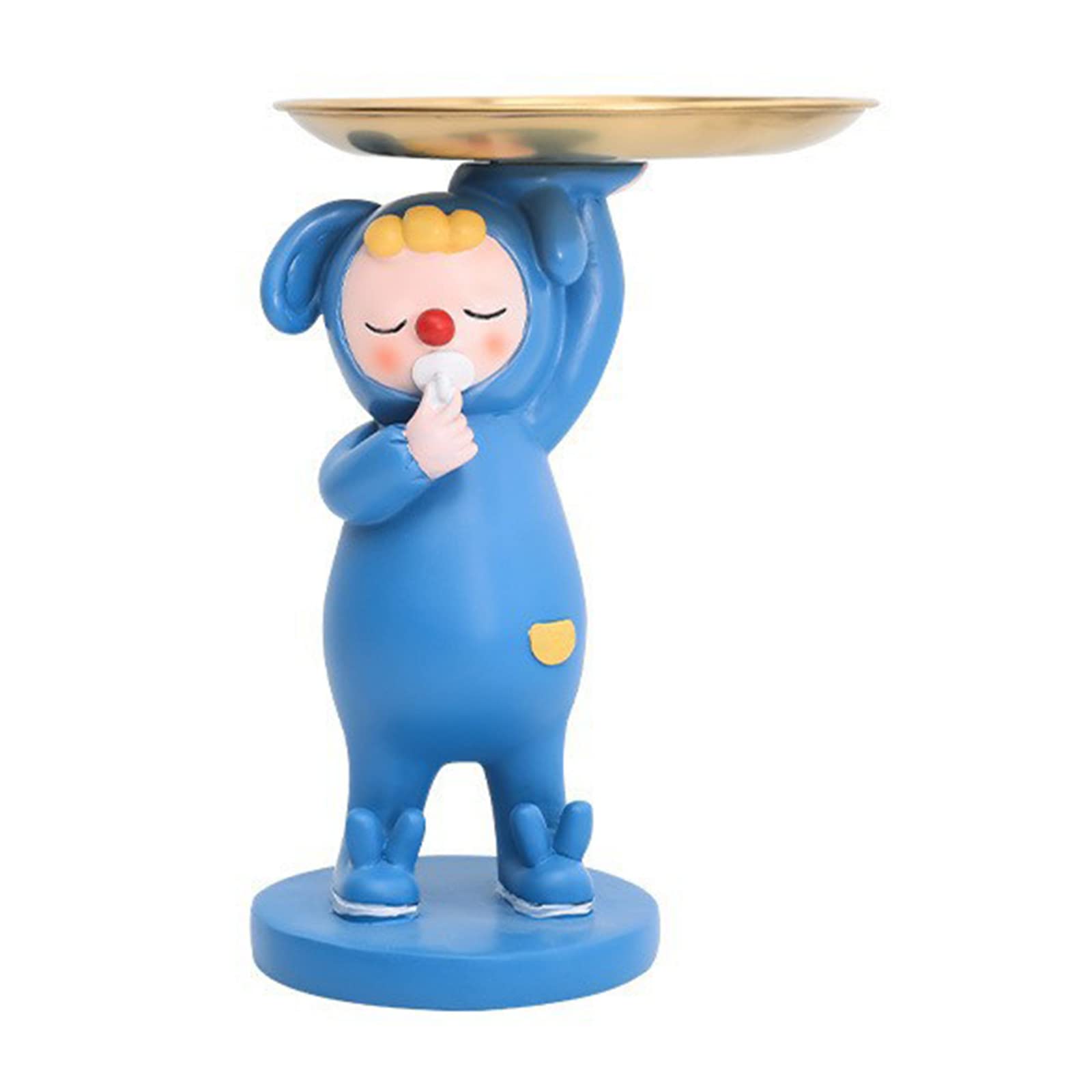 Hsioluted Girl Statue Figurine with Storage Tray Resin Ornaments Decorative Statue Home Art Sculpture for Tables Desktop Cute Girl Figurine for Desk Home Decor