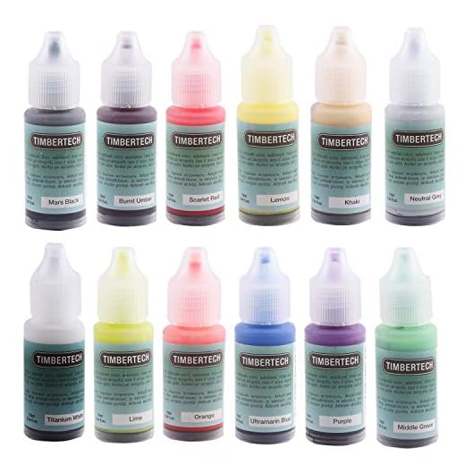 Timbertech Pinturas acrílicas Color para aerógrafo 12 * 10 ml Modelo Base de aire Multicolor Pinturas Pintar pinturas para aerógrafo