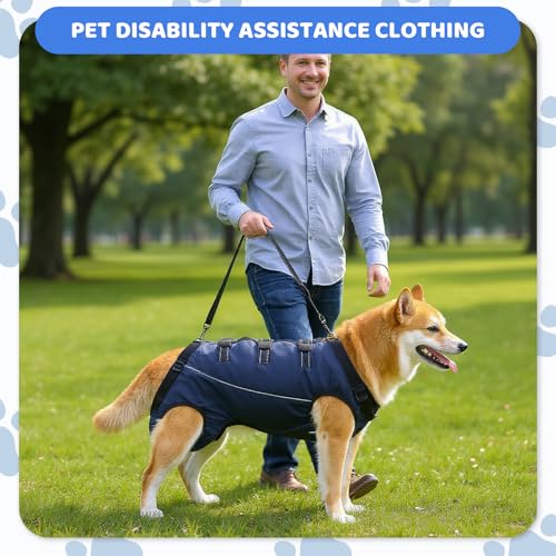 Ziyonix Hunde Tragehilfe, Hundegeschirr Unterstützung und Rehabilitationsschlinge Verstellbare Atmungsaktive Tragegurt Hund für Alt, Gelenkverletzungen, Arthritis, Behinderte Hunde (XL)