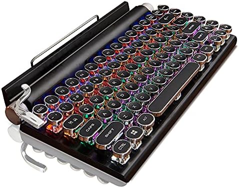7KEYS Retro Typewriter Keyboard, Electric Typewriter Vintage with Upgraded Mechanical Bluetooth 5.0, Multi Devices Connection Classical, Punk Round Keys for Desktop PC/Laptop Mac/Phone
