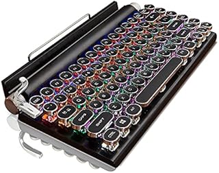Retro Typewriter Keyboard, 7KEYS Electric Typewriter Vintage with Upgraded Mechanical Bluetooth 5.0, Multi Devices Connection Classical, Punk Round Keys for Desktop PC/Laptop Mac/Phone