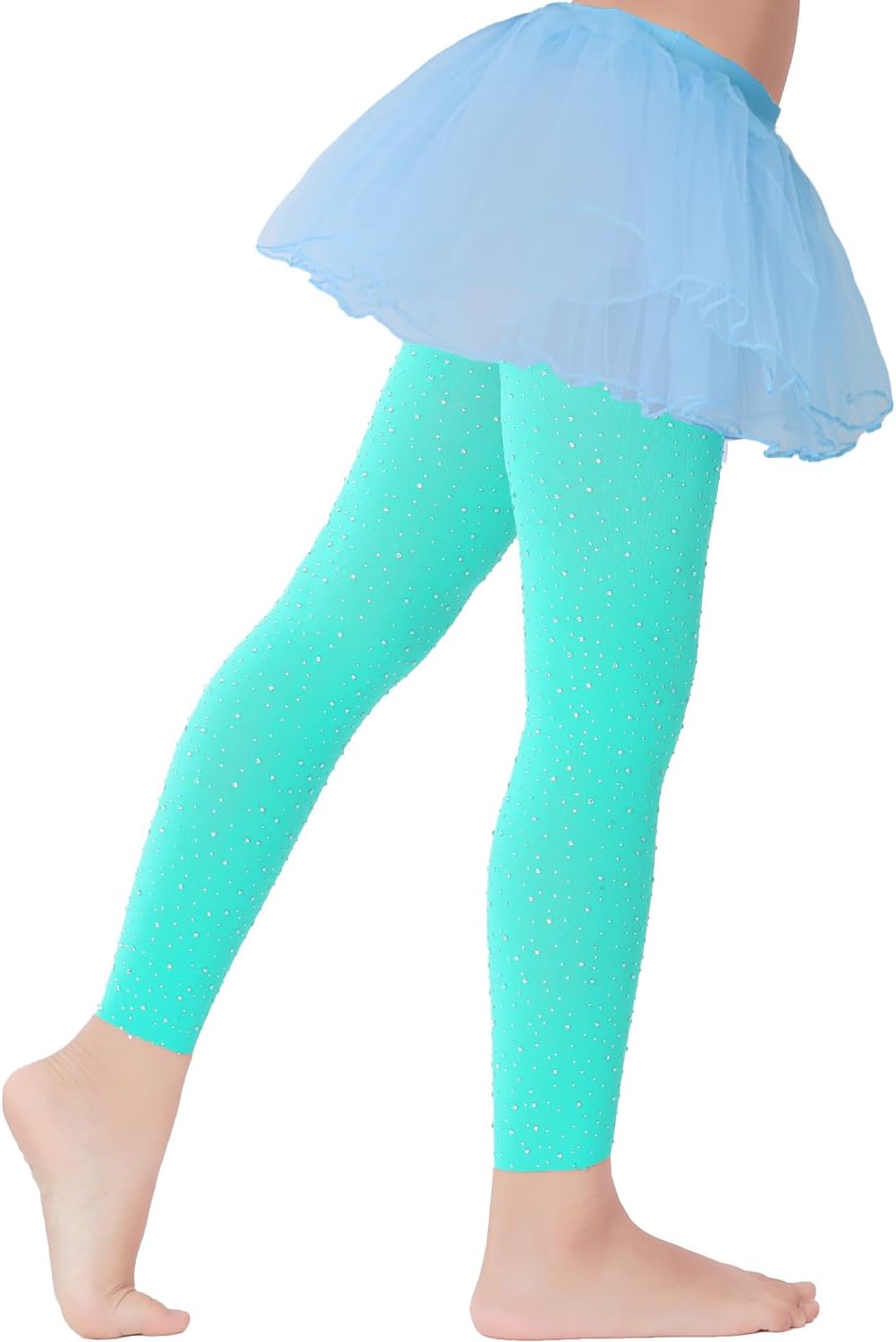 FANCAME Girls Footless Sparkle Rhinestone Tights, Ballet Dance Tights for School Students Kids - Image 4