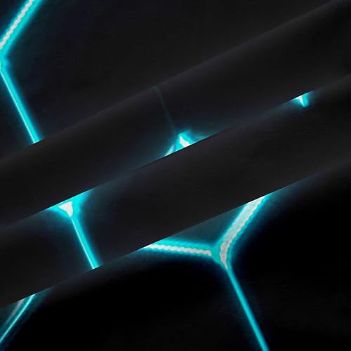 Miniatura 6 de Cortinas abstractas degradadas para ventana, dormitorio, sala de estar, panal, decoración geométrica verde azulado y negro, tratamiento moderno de