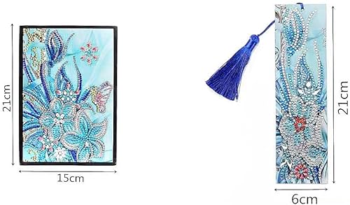 Miniatura 5 de Generic 5D Diamond Painting Notebook and Bookmark Kits Butterfly Among Flowers Cover Leather Special Shaped Journal Sketchbook Crystal Diamond Art