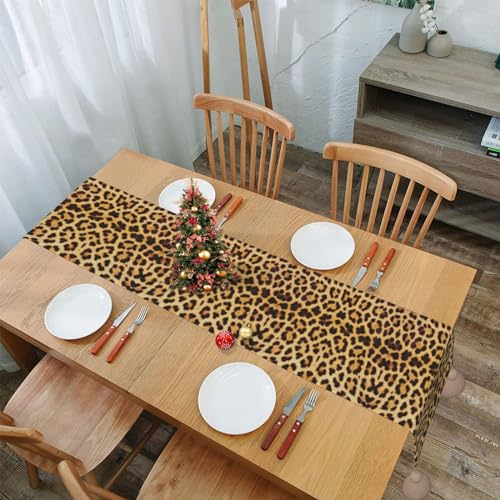 Chemin de table motif léopard chic avec pompons haut de gamme - 8