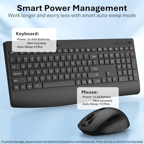 Teclado y mouse inalámbricos ergonómicos USB de 2.4 G con escritura silenciosa para PC 7