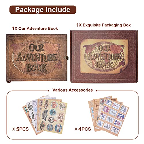 Jimbon Our Adventure Book 180 Pages Scrapbook Photo Album,Retro Style Embossed Letter Leather Cover Travel Diary Journal Scrap Book For Couples,Memory Book For Anniversary Wedding,Best Friend Gift #TOP5