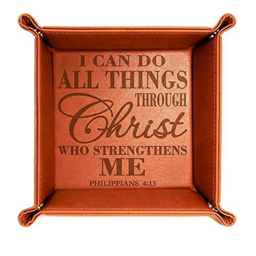 Philippians 4:13 Leather Catchall Valet Tray