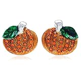Small Cute Happy Halloween Fall Thanksgiving Pumpkins Post Stud Earrings
