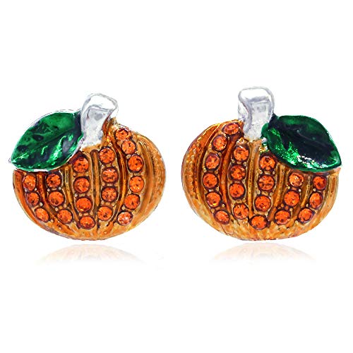 Small Cute Happy Halloween Fall Thanksgiving Pumpkins Post Stud Earrings