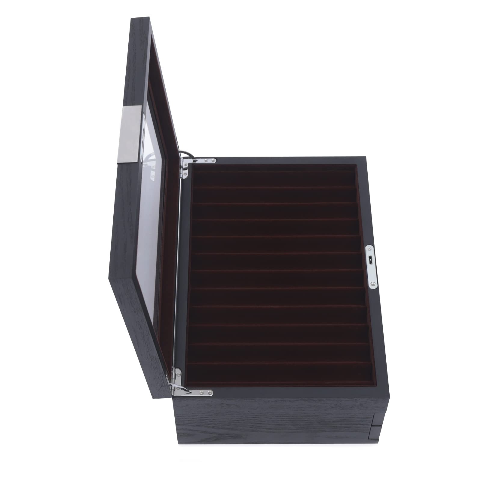 Stifthalterbox aus Holz 34 Slots Stiftebox Stifte Sammelbox mit Vitrine 3 Schichten Füllfederhalter Organizer Box Schwarz