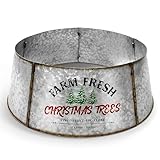 Hallops Galvanized Tree Collar - Large to Small Christmas Tree. Adjustable Metal Skirt, Christmas Decor