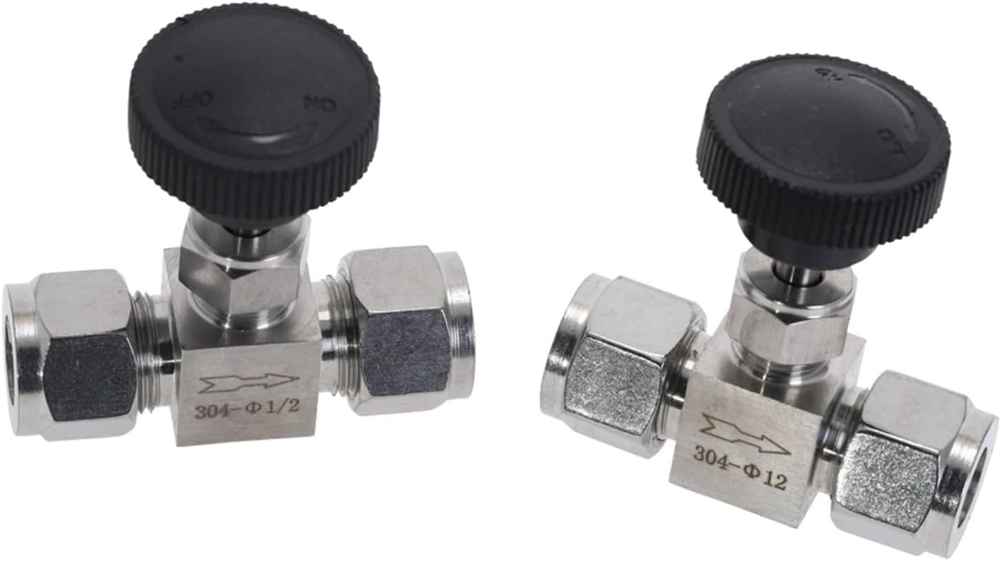 Stainless Steel 304 Adjustable Needle Valve O.D 3 4 6 8 10 12 Mm Tube Acid High Pressure Proof Straight Card Set Crane Valve(8mm)