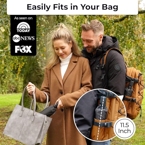 Image of TUMELLA Strongest Windproof Travel Umbrella (Compact, 100MPH Wind-Tested), Light, Portable, One-Handed Use, Automatic Folding Rain Umbrella, Durable, Premium Grip, Fits Car & Backpack