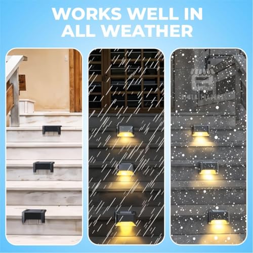 Image of Outside new step Solar Light Outdoor Garden Waterproof Stair Deck Pool Patio Fence Gate Yard Floor Step Railing Window Balcony Sunlight Pathway.(warm yellow) (4)