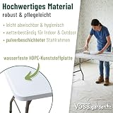 VOSS.garden Klapptisch 180x74x74cm Tragbar Weiß HDPE Kunststoff mit Stahlgestell Robust