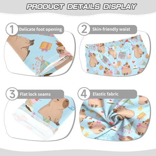 Cute Capybara Birthday Party Girls Leggings Soft Comfortable Athletic Leggings Dancing Pants for 4-10 Years3