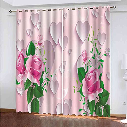 Rideau occultant à oeillets rose thermique isolant phonique lot de 2