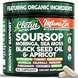 Clean Nutra Soursop Supplement Moringa Sea Moss Black Seed Oil Berberine Turmeric Resveratrol Quercetin Greens Bitters Boswellia Bitter Melon Burdock Root Antioxidant Support 90 Capsules