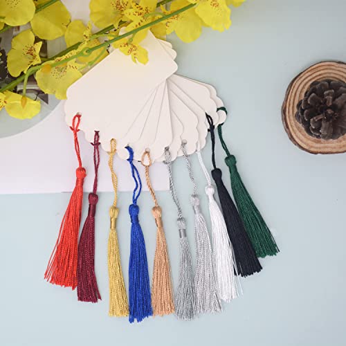 Image of Makhry 100 Pieces Bookmark Tassels 13cm /5 Inch Colorful Silky Tassels with Loop Handmade Tassels for Crafts Jewelry Making DIY Art Projects School Supply 10 Colors((Mixed 2 Dark)