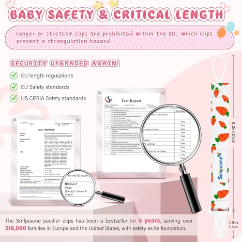 Image of Pacifier Clip Girl,6 Pack Stylish Binky Clips Strap for Baby Girls,Paci Holder with Clip Lightweight Universal Fits Most Pacifiers Teether Toy Teething Ring Soothie,Baby Gift(Flower & Fruit)