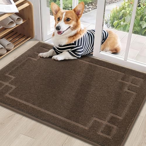BEQHAUSE Door Mat 24" x 36", Non-Slip Door Mats Indoor Entryway Rugs Washable Low-Profile Absorbent and Stain Resist Floor Mats, Dog Door Mat for Front Back Door, Muddy Wet Shoes & Paws, Bro