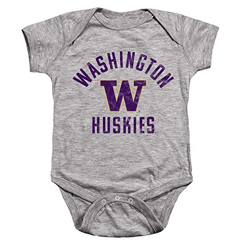 University of Washington Official Huskies Logo Unisex Infant Snap Suit for Baby,Athletic Heather, 6 Months